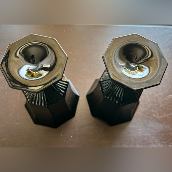 2 Independence Glass Co. octagon black goblets. 4 5/8” - Picture 5 of 12